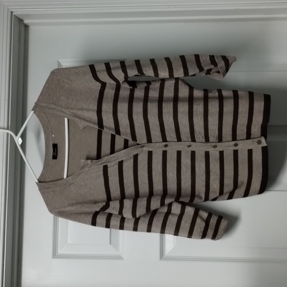 Strazzi women's sweater cardigan size large brown with stripes - Picture 1 of 7